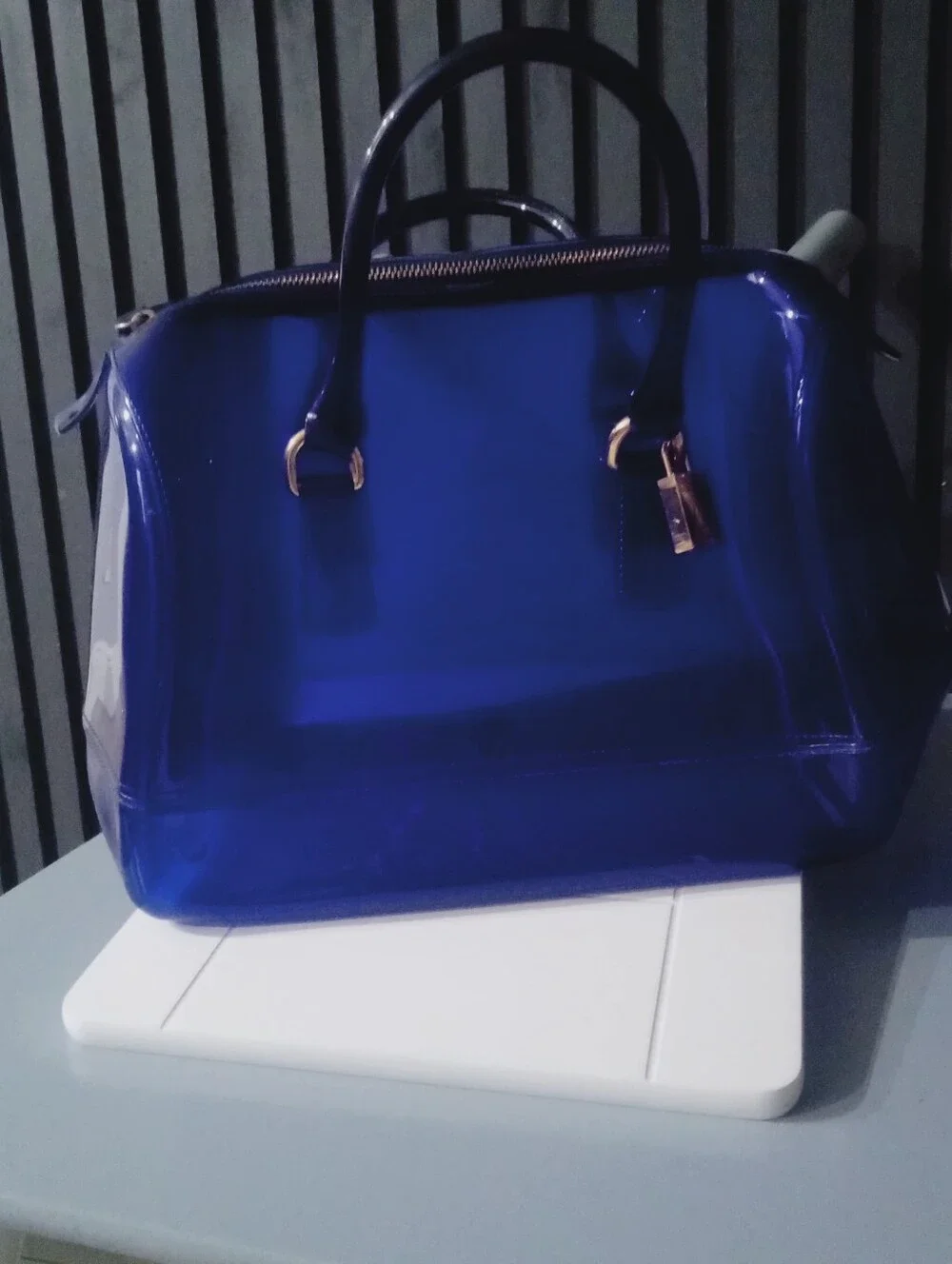 Blue Transparent Dome Satchel Handbag Make Furla